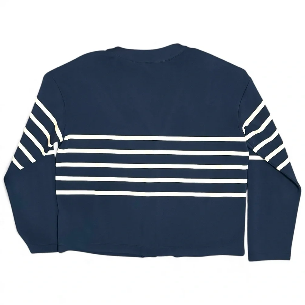 NEW SPANX AirEssentials Navy Blue White Striped Cardigan Athleisure Holiday Gift - Picture 5 of 9